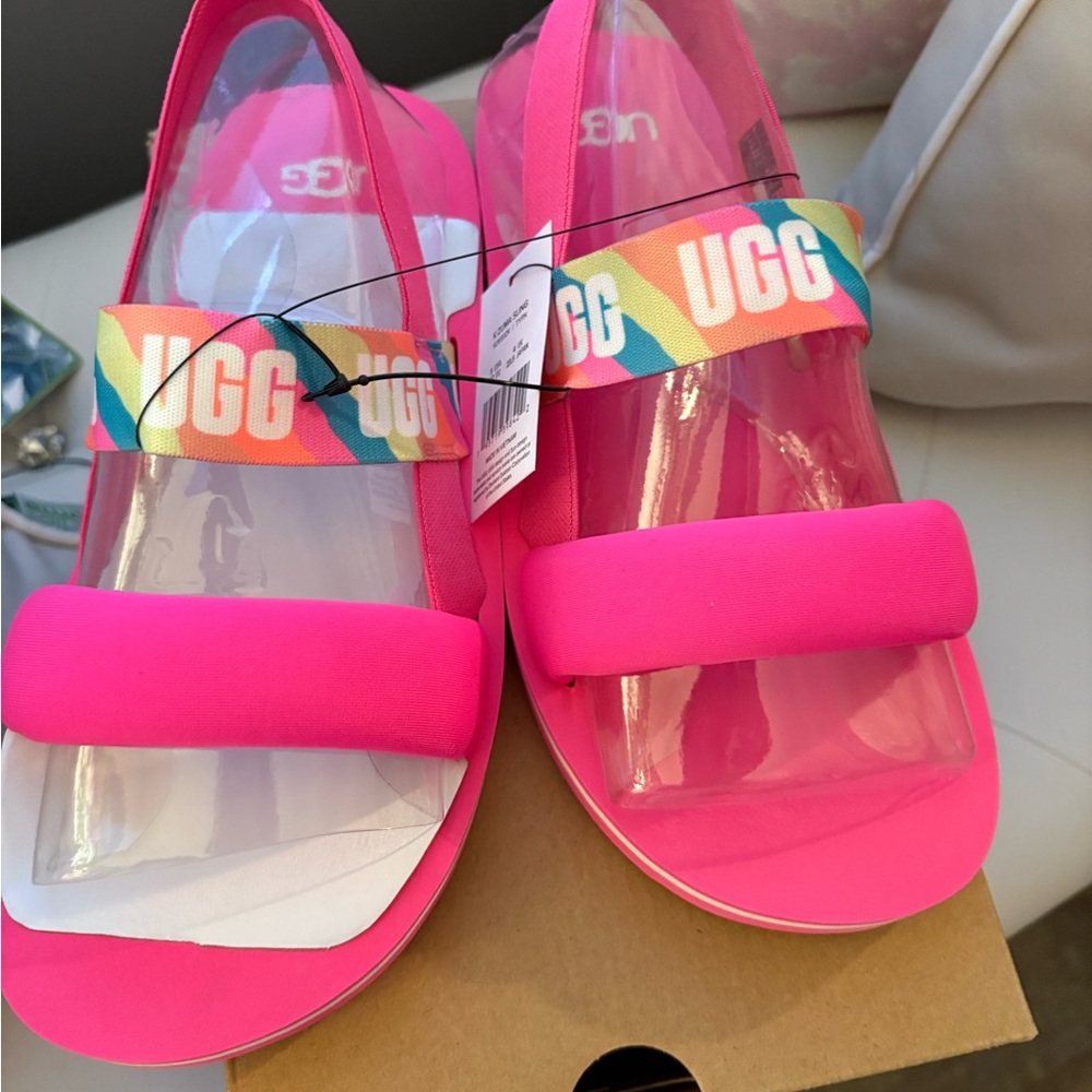 UGG Pink Sandals with Sporty Design and Clear Upper size 5 in big kids youth